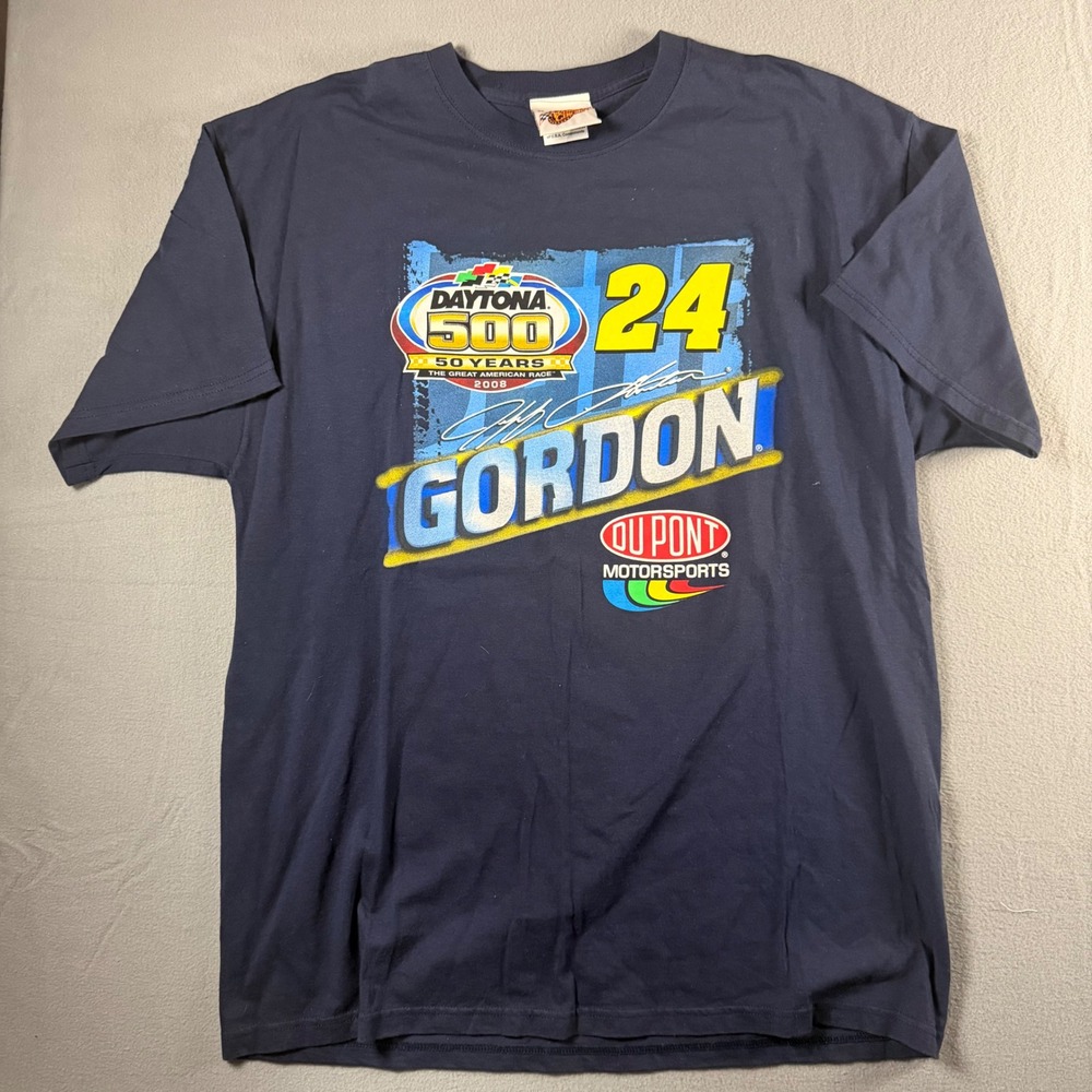Winners Circle Jeff Gordon Daytona 500 50 Years 2008 NASCAR T-Shirt Navy XL